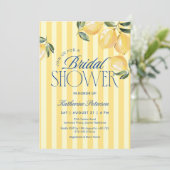 Yellow Stripes Lemon Bridal Shower Invitation 招待状 (スタンド正面)