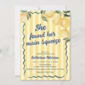 Yellow Stripes Lemon Bridal Shower Invitation 招待状 (正面)