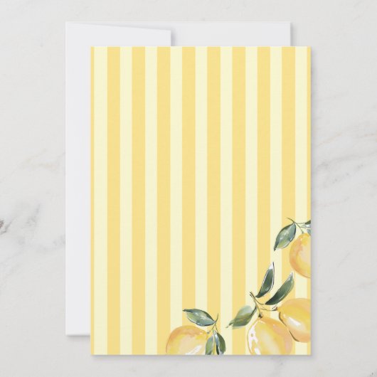 Yellow Stripes Lemon Bridal Shower Invitation 招待状 (裏面)