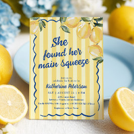 Yellow Stripes Lemon Bridal Shower Invitation 招待状