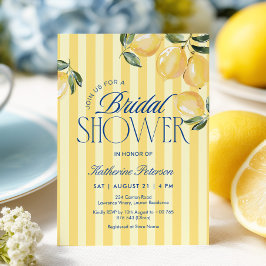 Yellow Stripes Lemon Bridal Shower Invitation 招待状