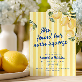 Yellow Stripes Lemon Bridal Shower Invitation 招待状