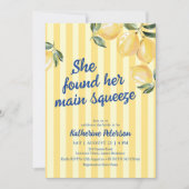 Yellow Stripes Lemon Bridal Shower Invitation 招待状 (正面)
