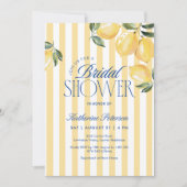 Yellow Stripes Lemon Bridal Shower Invitation 招待状 (正面)