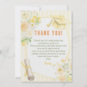 Yellow Stripes Lemons and Flowers Graduation サンキューカード (正面)