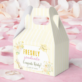 Yellow Stripes Lemons and Flowers Graduation フェイバーボックス