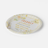 Yellow Stripes Lemons and Flowers Graduation ペーパープレート (アングル)