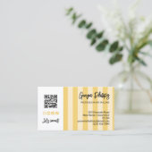 Yellow Stripes QR Code Photo Social Media Icons 名刺 (スタンド正面)