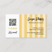 Yellow Stripes QR Code Photo Social Media Icons 名刺 (正面)