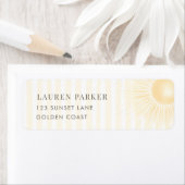 Yellow Stripes Sun Baby Shower Return Address ラベル (インサイチュ)