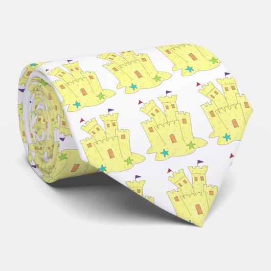 Yellow Summer Fun Beach Sandcastle Sand Castle Tie ネクタイ (ロール)