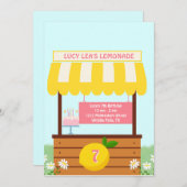 Yellow, Summer, Lemonade Stand Party Birthday  招待状 (正面/裏面)