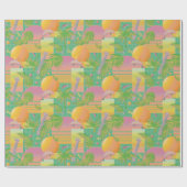 Yellow Summer Vaporwave Sunset and Palm Trees ラッピングペーパー (フラット)