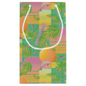 Yellow Summer Vaporwave Sunset Birthday スモールペーパーバッグ (裏面)