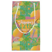 Yellow Summer Vaporwave Sunset Birthday スモールペーパーバッグ (正面)