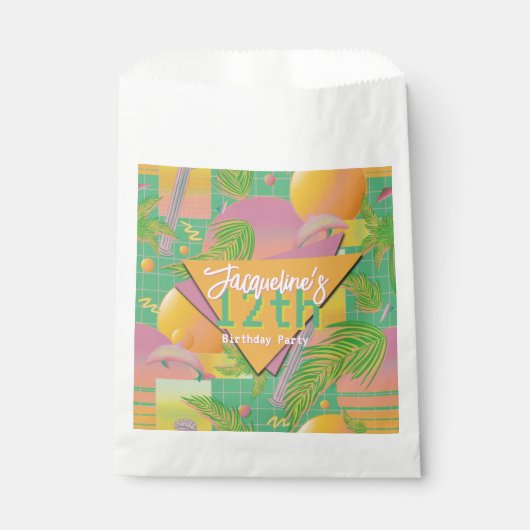Yellow Summer Vaporwave Sunset Birthday フェイバーバッグ (正面)