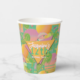 Yellow Summer Vaporwave Sunset Birthday Paper Cups 紙コップ