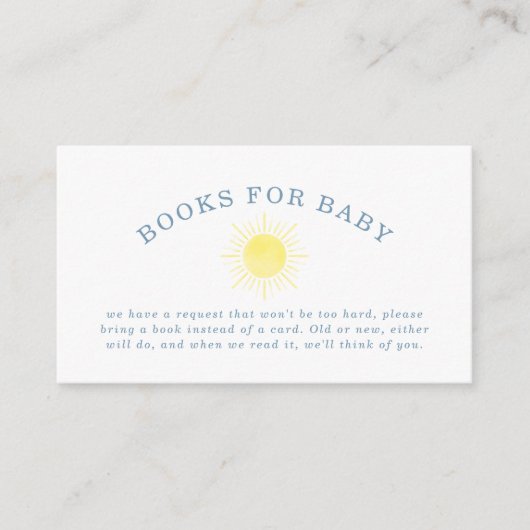 Yellow Sun Blue Gingham Baby Shower Books For Baby エンクロージャーカード (正面)