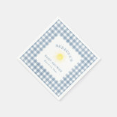 Yellow Sun Blue Gingham Boy Baby Shower スタンダードカクテルナプキン (角)