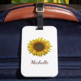 Yellow Sunflower Boho Botanical Personalized  ラゲッジタグ