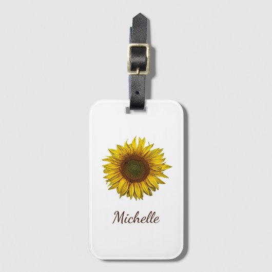 Yellow Sunflower Boho Botanical Personalized ラゲッジタグ (正面縦)