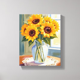 Yellow Sunflower Bouquet Watercolor Floral キャンバスプリント