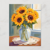 Yellow Sunflower Bouquet Watercolor Floral ポストカード (正面)