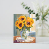 Yellow Sunflower Bouquet Watercolor Floral Card (スタンド正面)