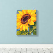 Yellow Sunflower Bright Watercolor Floral キャンバスプリント (インサイチュ (ウッドフロア))