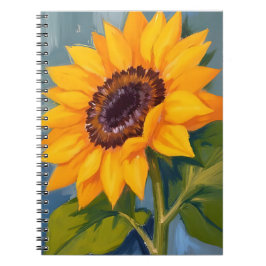Yellow Sunflower Bright Watercolor Floral ノートブック