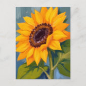Yellow Sunflower Bright Watercolor Floral ポストカード (正面)