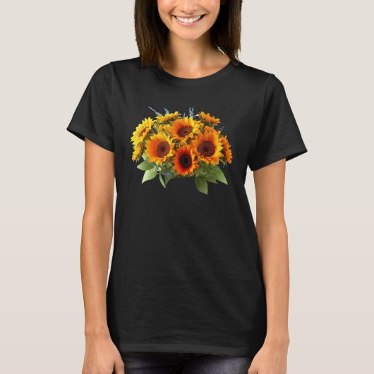 Yellow Sunflower Cute summer Sun flowers Floral Po Tシャツ (正面)