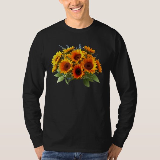 Yellow Sunflower Cute summer Sun flowers Floral Po Tシャツ (正面)
