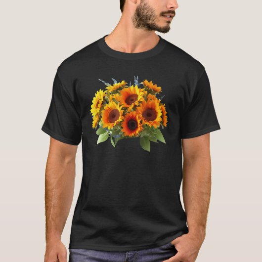 Yellow Sunflower Cute summer Sun flowers Floral Po Tシャツ (正面)