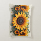 Yellow Sunflower Floral Art アクセントクッション (裏面(縦))