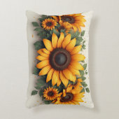 Yellow Sunflower Floral Art アクセントクッション (正面(垂直))