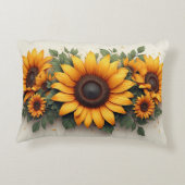 Yellow Sunflower Floral Art アクセントクッション (裏面)