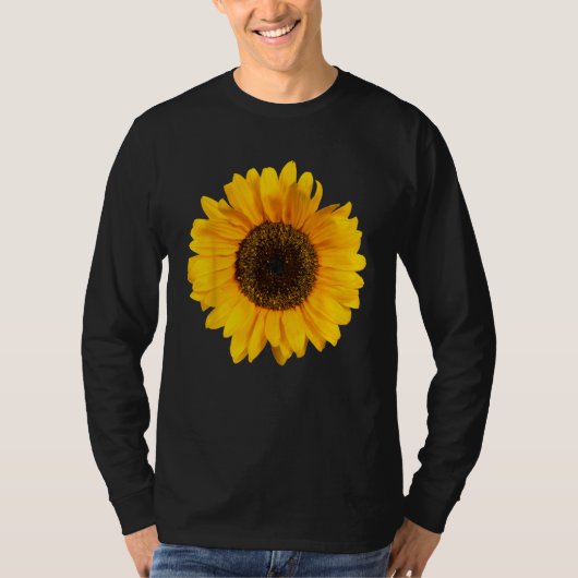 Yellow Sunflower Floral Watercolor Positivity Tシャツ (正面)