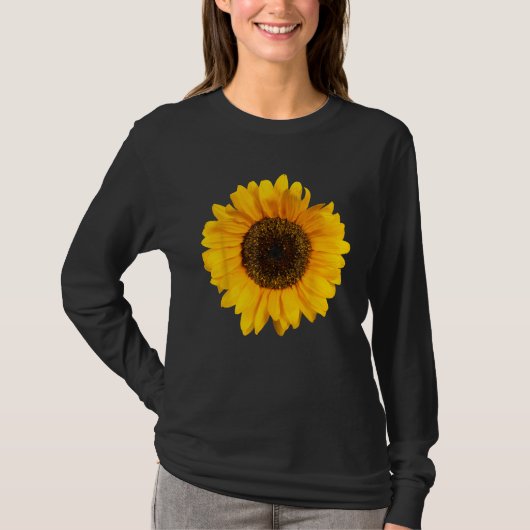Yellow Sunflower Floral Watercolor Positivity Tシャツ (正面)