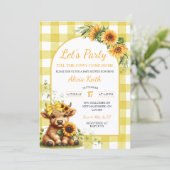 Yellow Sunflower Let's Party Baby Shower Invitatio 招待状 (スタンド正面)