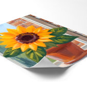 Yellow Sunflower Pot Floral Watercolor Art ポスター (角)