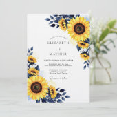 Yellow Sunflower Rustic Bloom Wedding 招待状 (スタンド正面)
