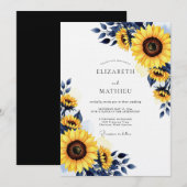 Yellow Sunflower Rustic Bloom Wedding 招待状 (正面/裏面)