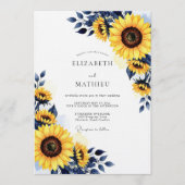Yellow Sunflower Rustic Bloom Wedding 招待状 (正面)