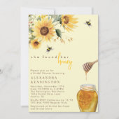 Yellow Sunflower She Found Her Honey Bridal Shower 招待状 (正面)