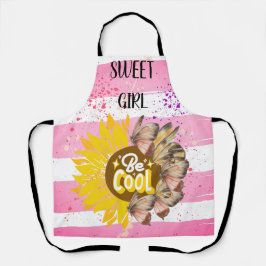 Yellow Sunflower trendy vibrant color paper art エプロン