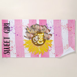 Yellow Sunflower trendy vibrant color paper art ビーチタオル