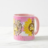Yellow Sunflower trendy vibrant color paper art マグカップ (正面右)