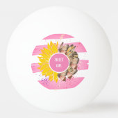 Yellow Sunflower trendy vibrant color paper art 卓球ボール (正面)