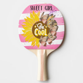 Yellow Sunflower trendy vibrant color paper art 卓球ラケット